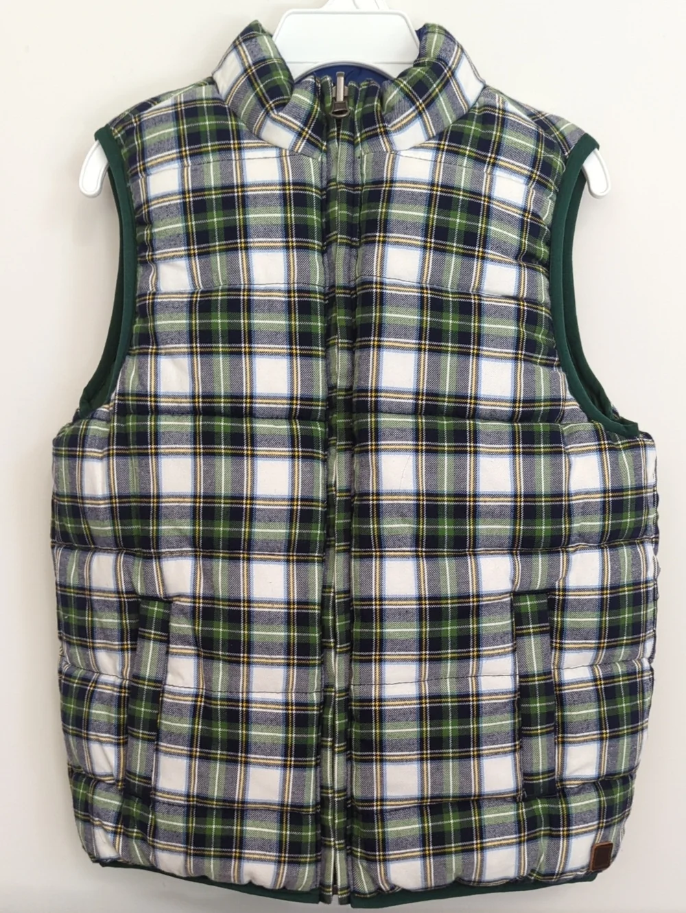 Janie and Jack Green and Blue Quilted Plaid Reversible Puffer Vest Size 5-6